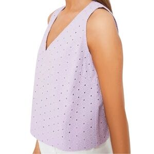 New Tuckernuck Lavender Eyelet Valerie Top Blouse V-Neck